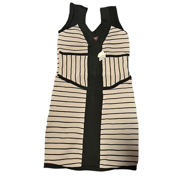 bebe Dresses & Skirts - 2B Bebe Black Tan Bandage Mini Tank Bodycon Elastane Dress